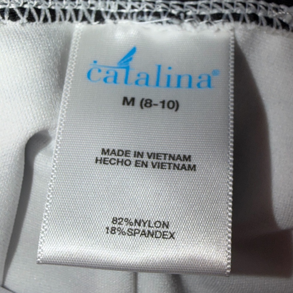 Women's size medium 8, 8/10 Catalina Black and White Striped swimsuit beach pool - Picture 3 of 3